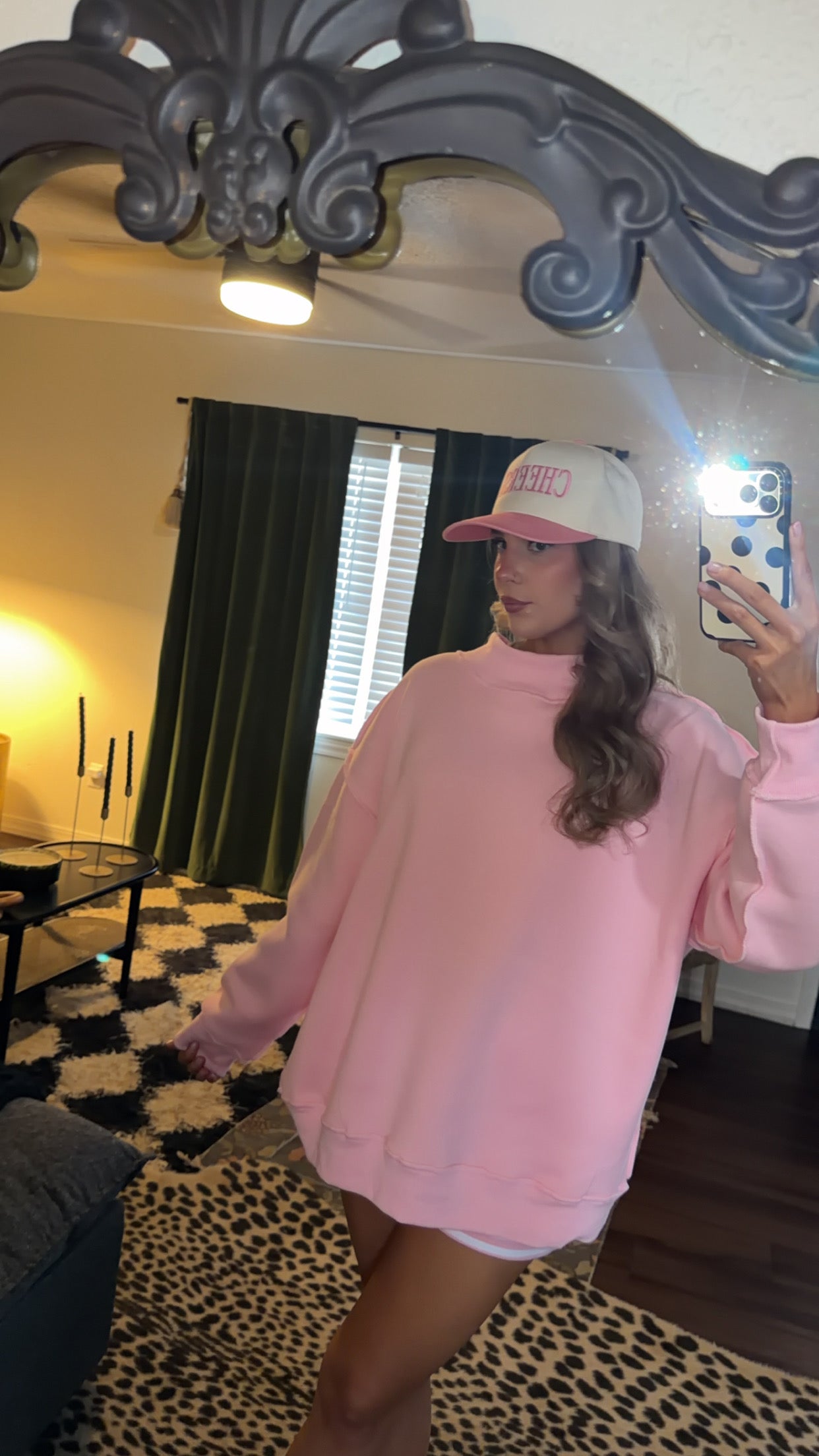 pretty in pink oversized mockneck