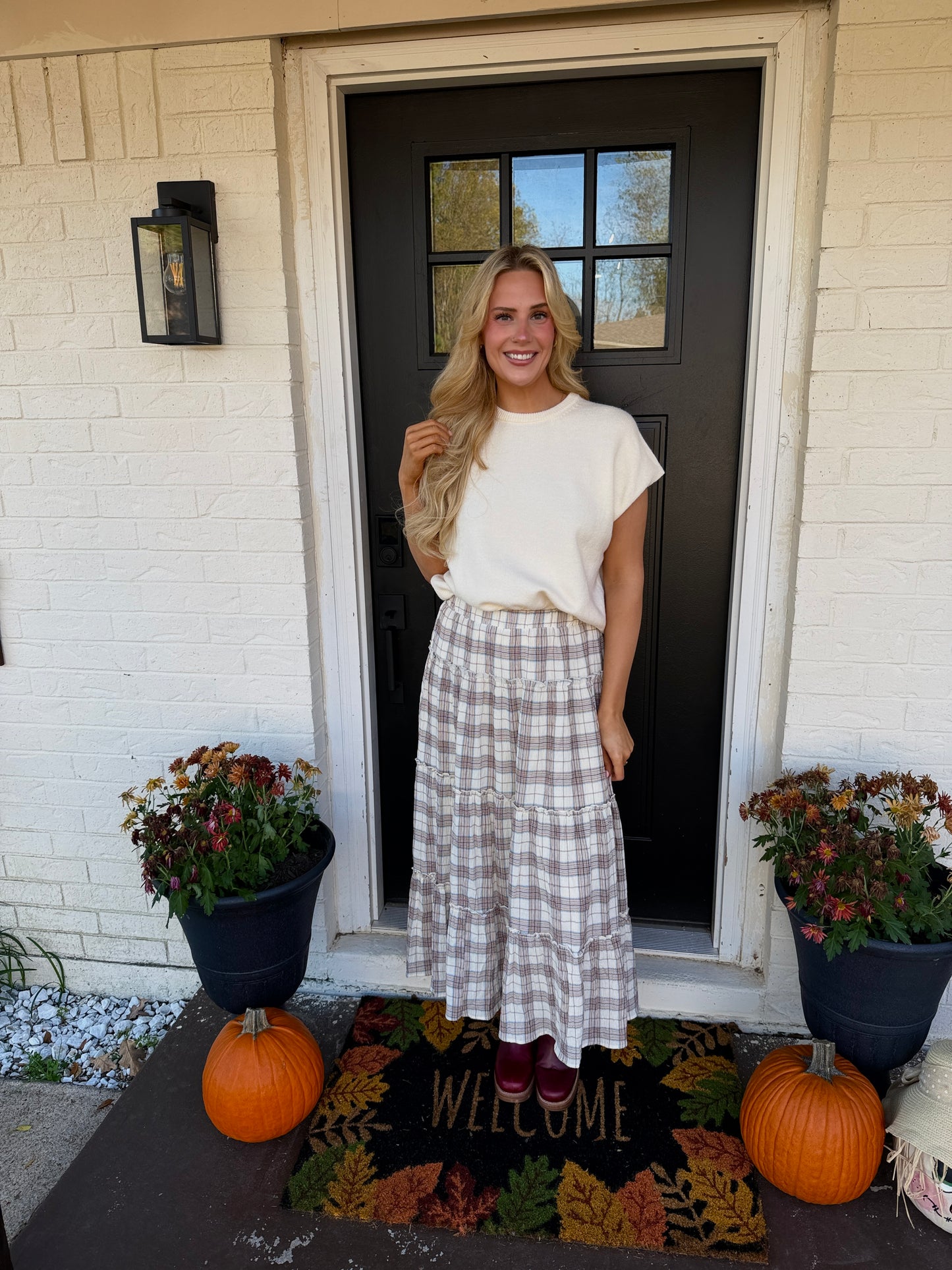 plaid maxi skirt