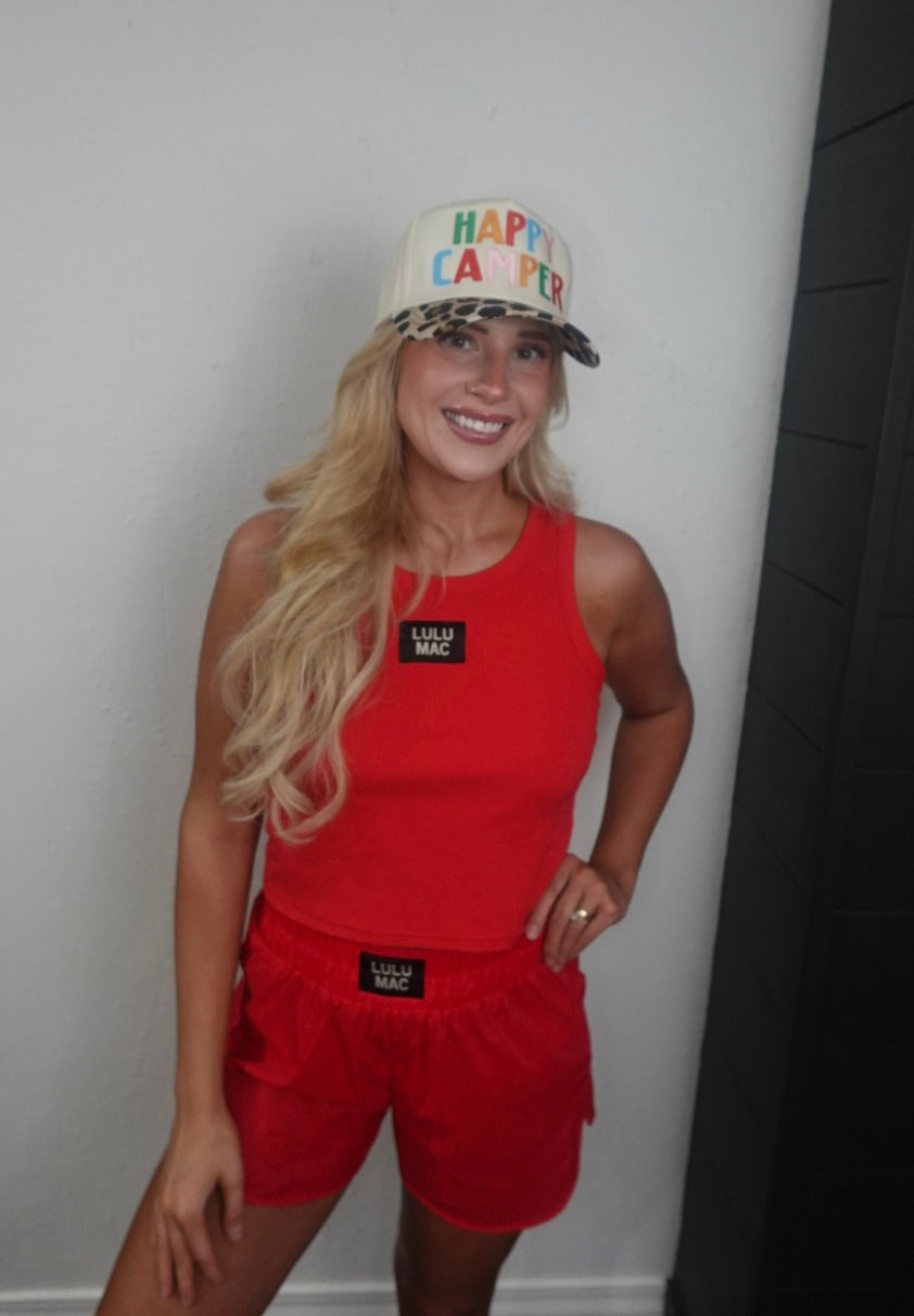 happy camper trucker hat