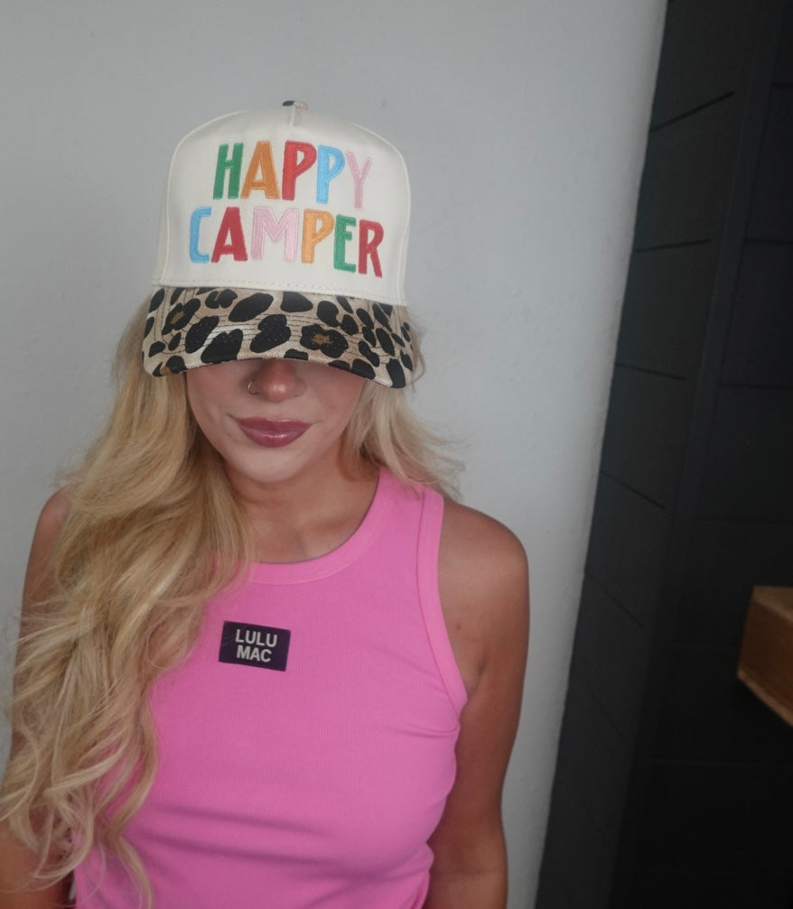 happy camper trucker hat