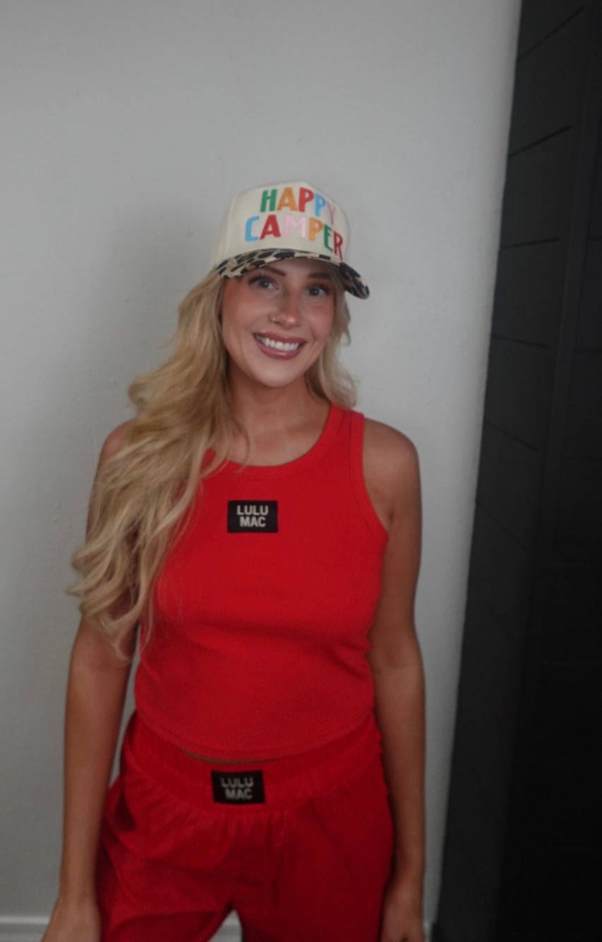 happy camper trucker hat