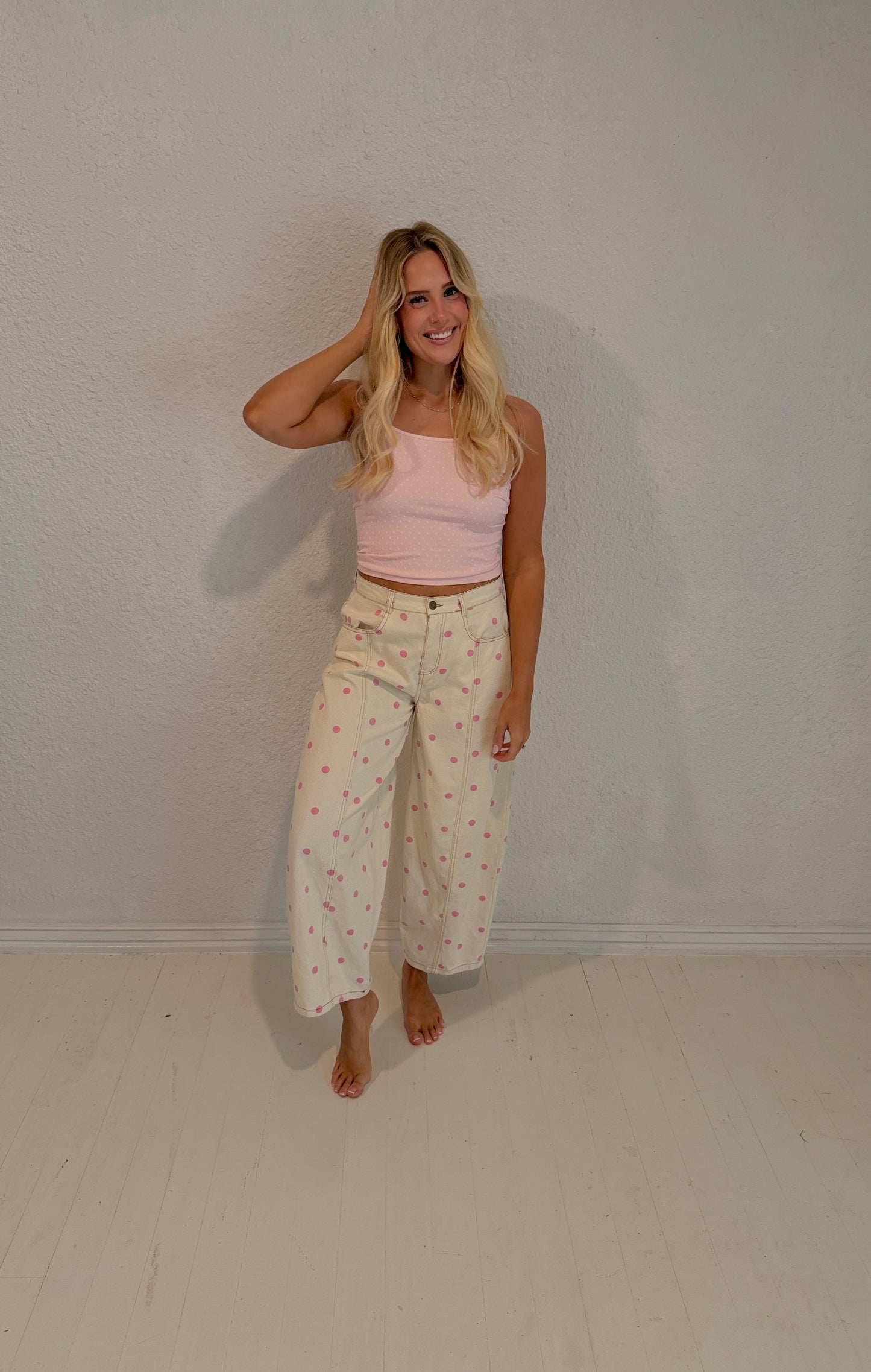 light pink dottie cami tank