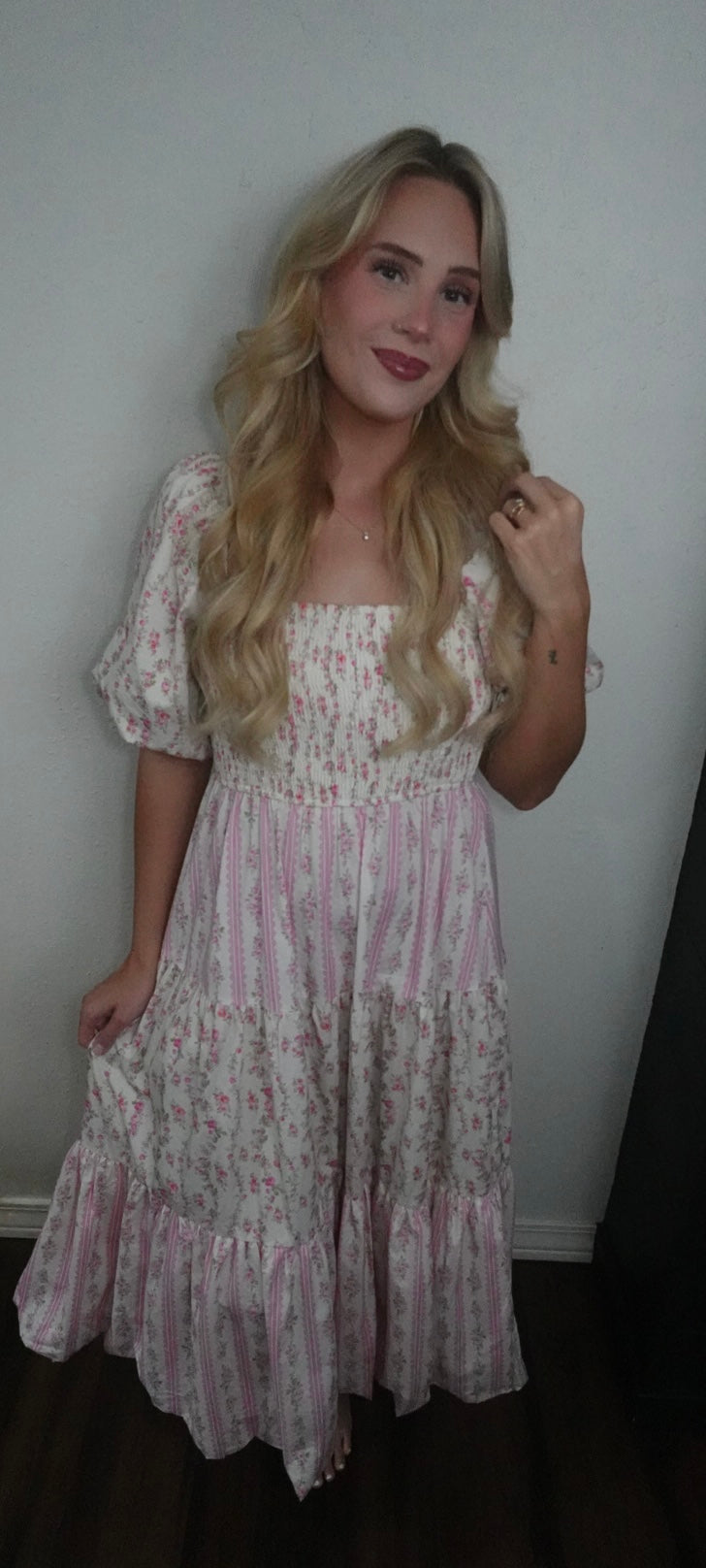 floral maxi dress with bubble sleeve and bottom