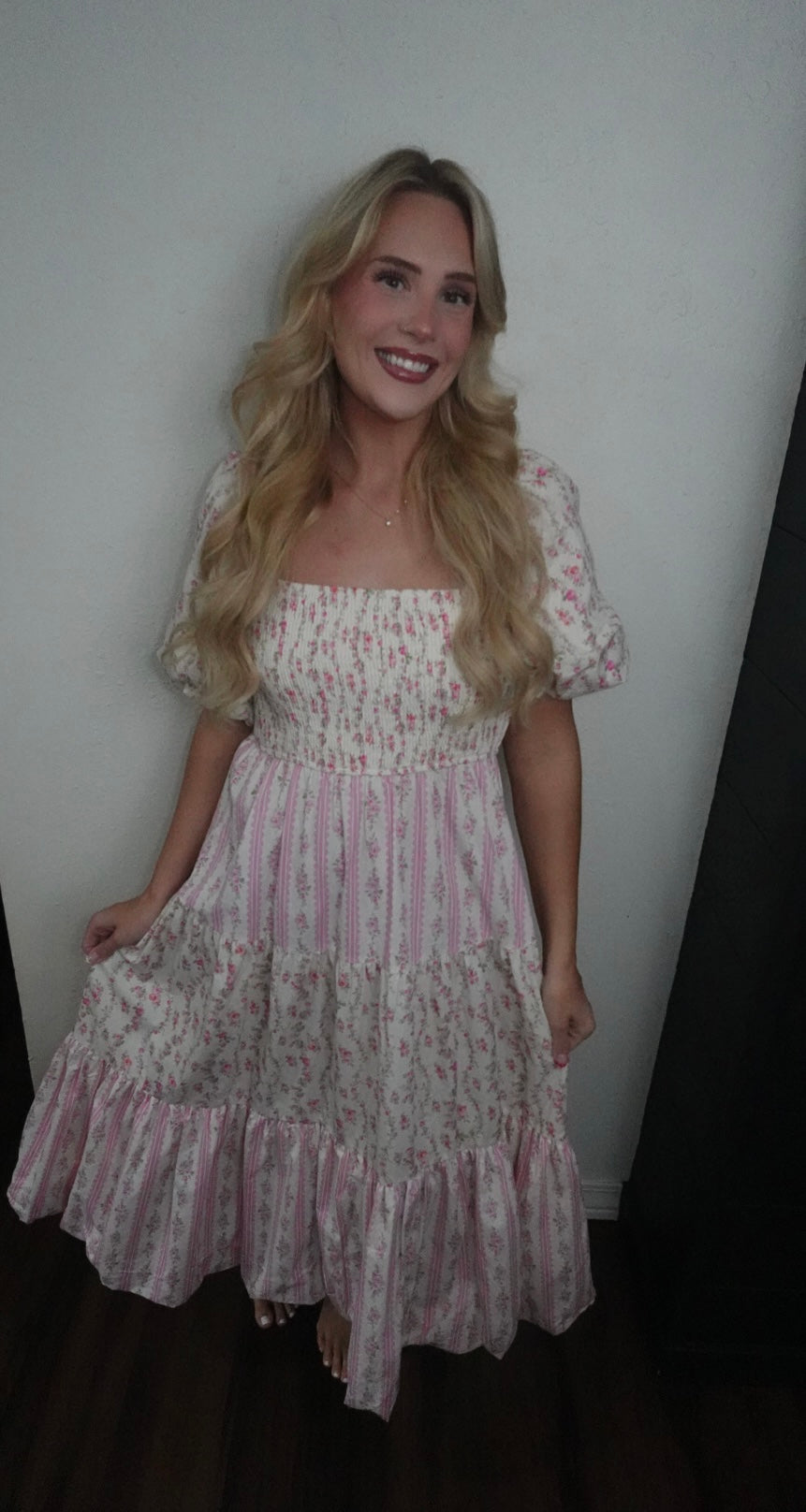 floral maxi dress with bubble sleeve and bottom