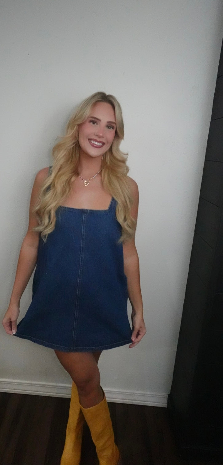 denim mini dress