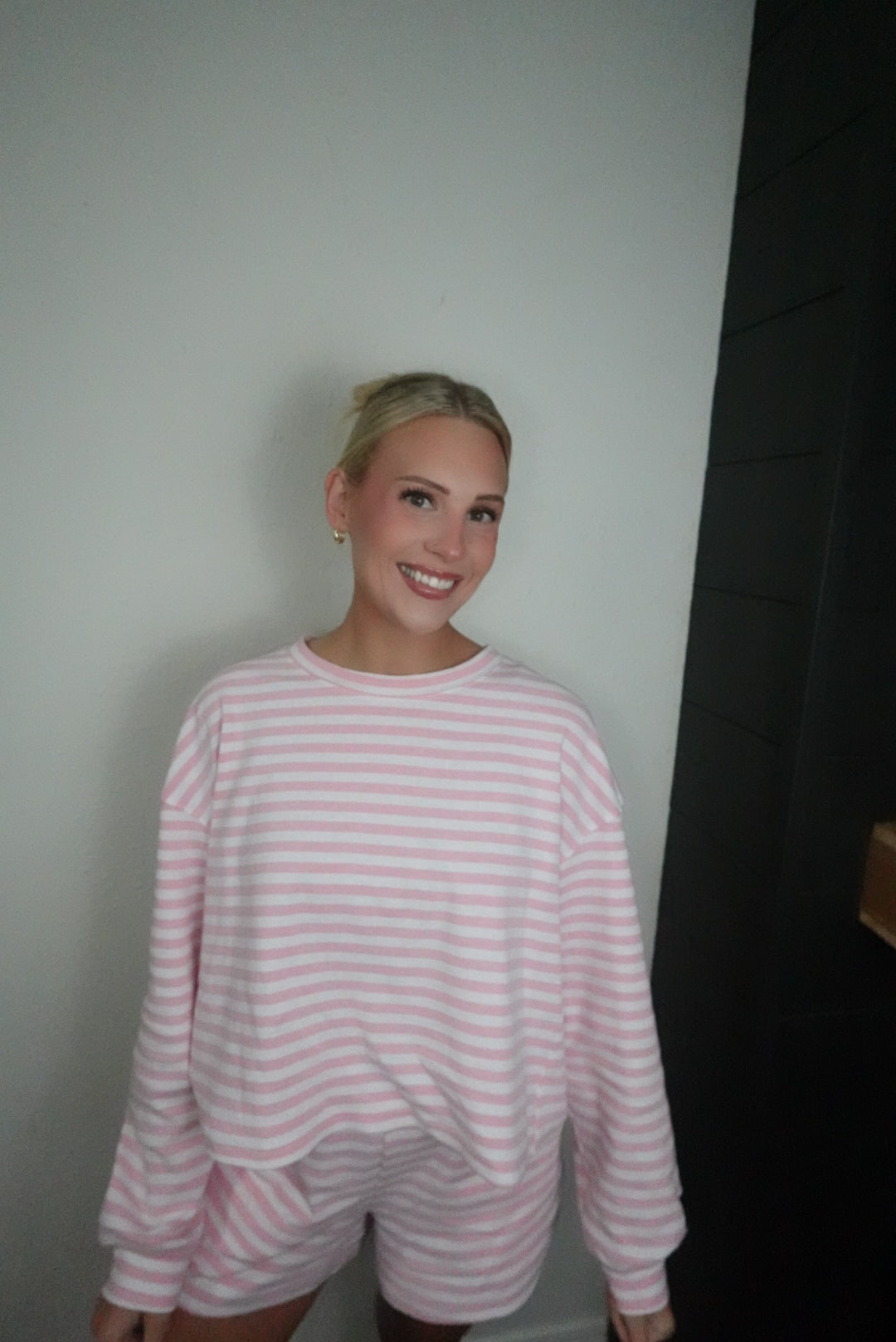 pink stripe long sleeve top