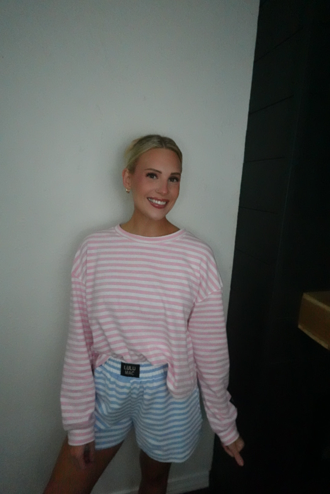 pink stripe long sleeve top