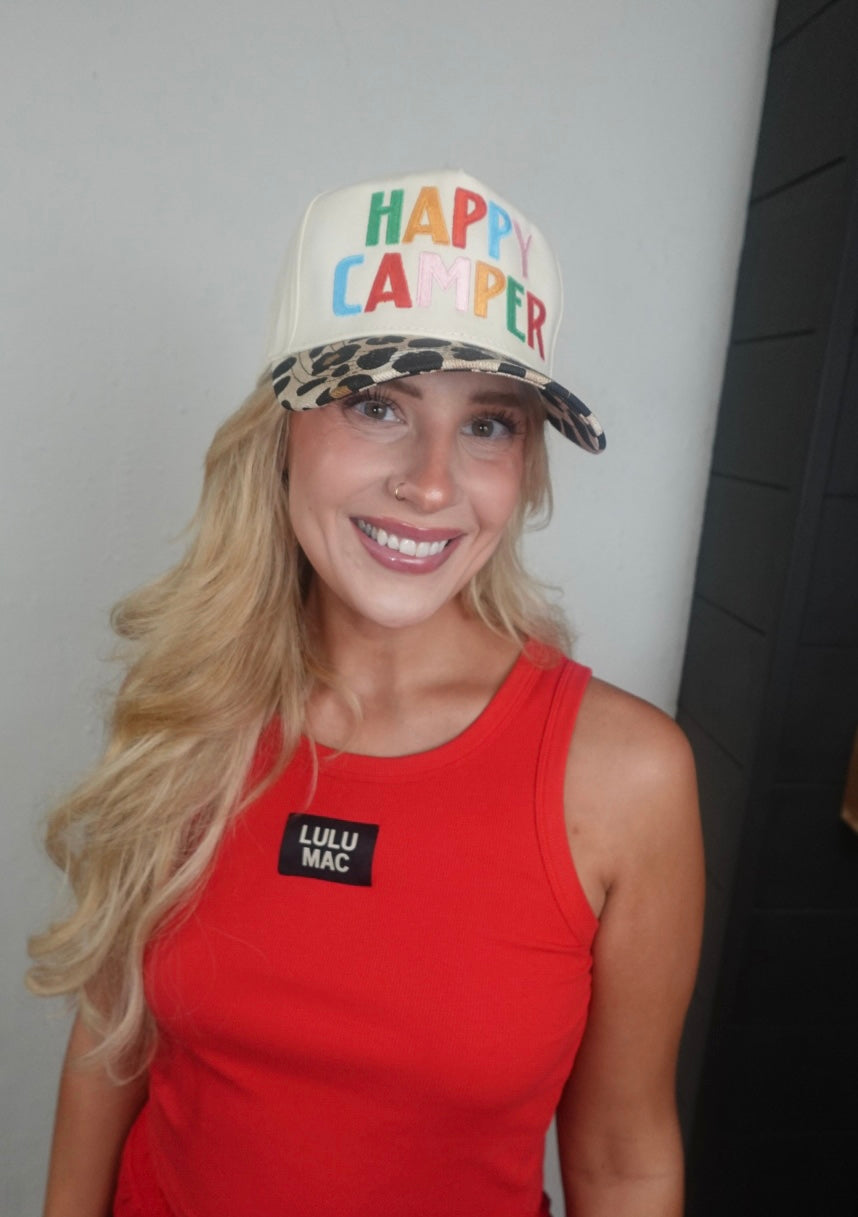 happy camper trucker hat
