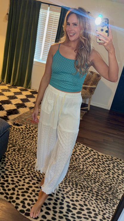 teal dottie cami tank
