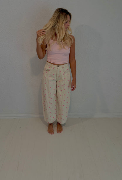 pink dottie barrel jeans