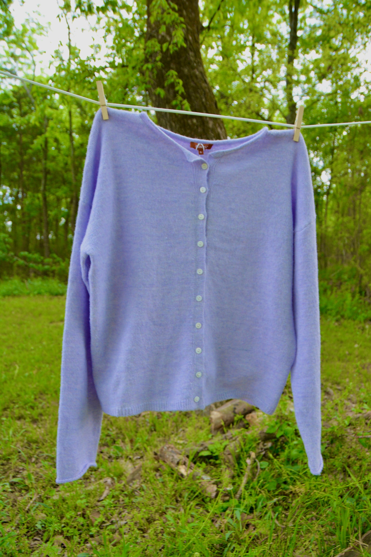 lavender cardigan
