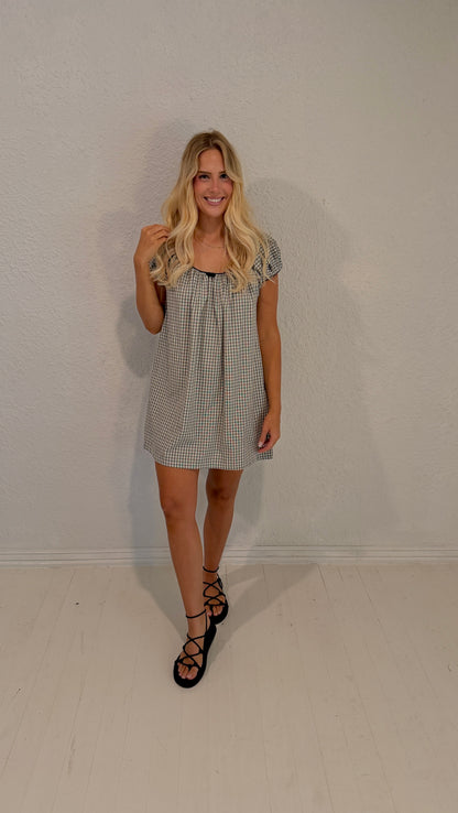 annie gingham babydoll dress