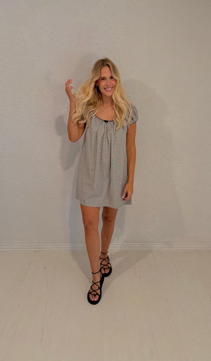 annie gingham babydoll dress