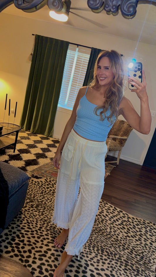 baby blue dottie cami tank