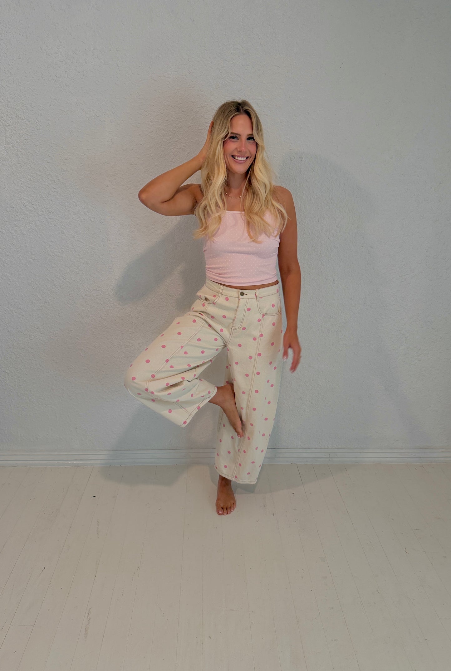 light pink dottie cami tank