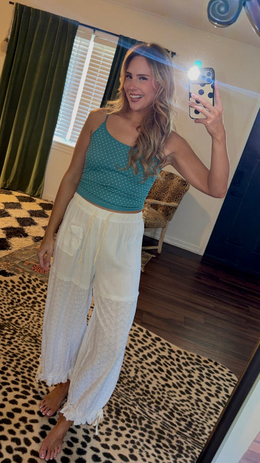 teal dottie cami tank