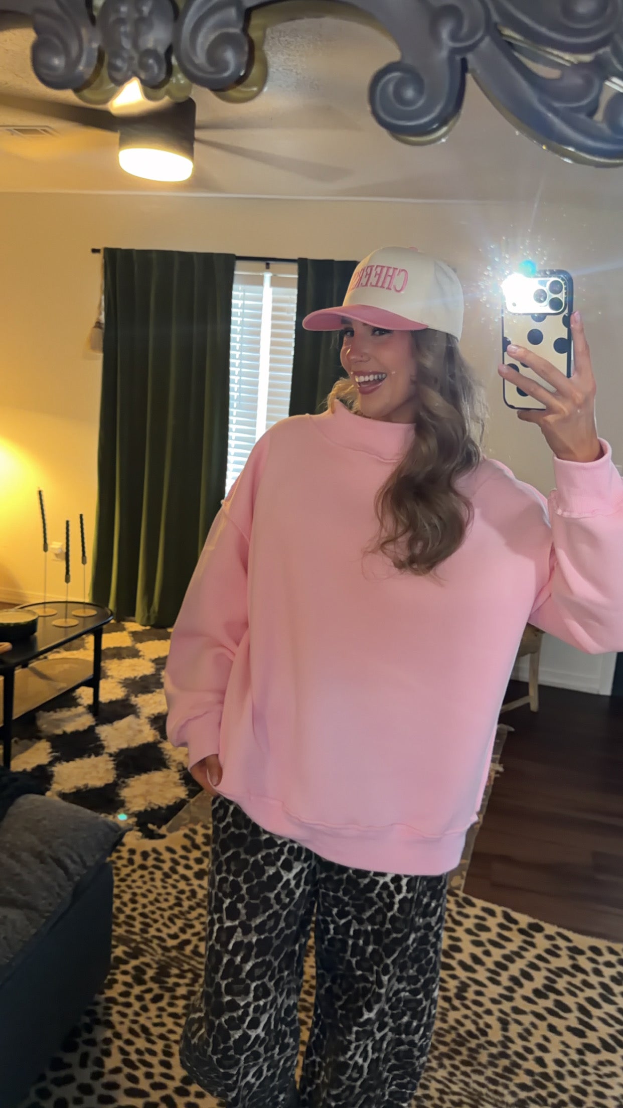 pretty in pink oversized mockneck