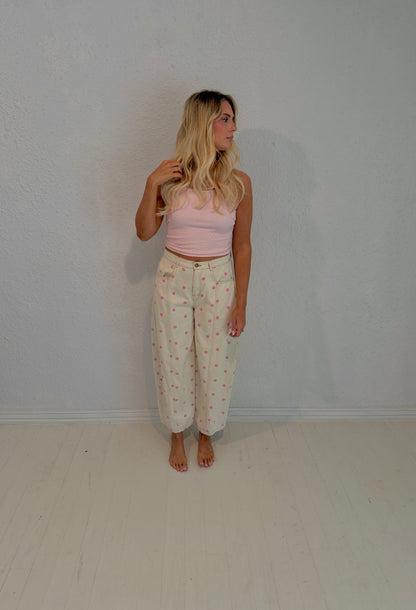 pink dottie barrel jeans