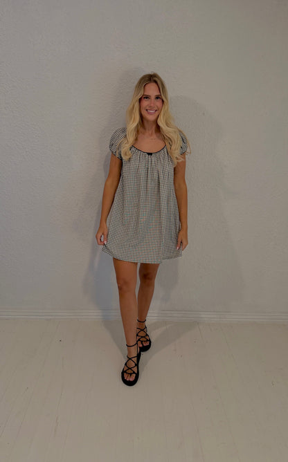 annie gingham babydoll dress