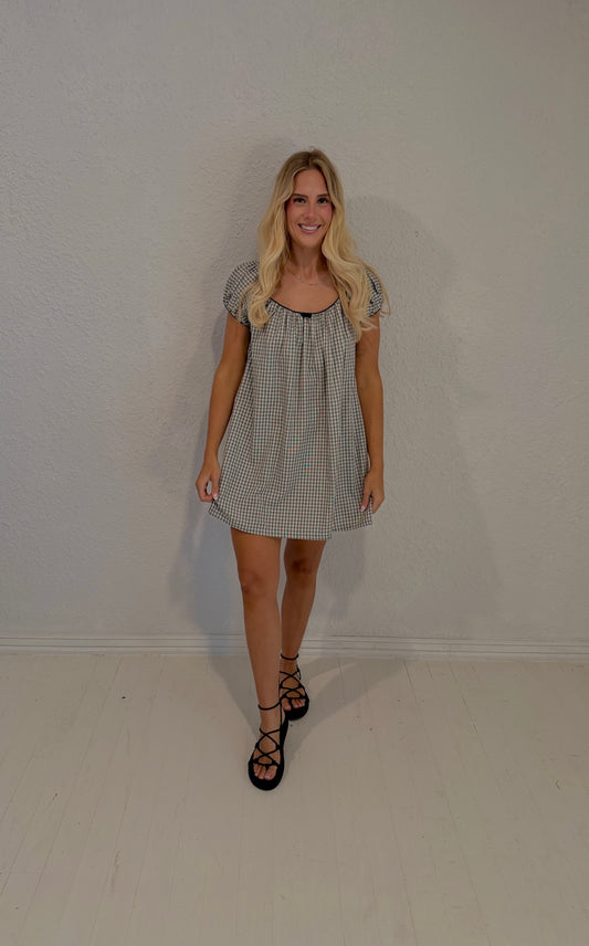 annie gingham babydoll dress
