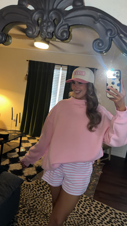 pretty in pink oversized mockneck