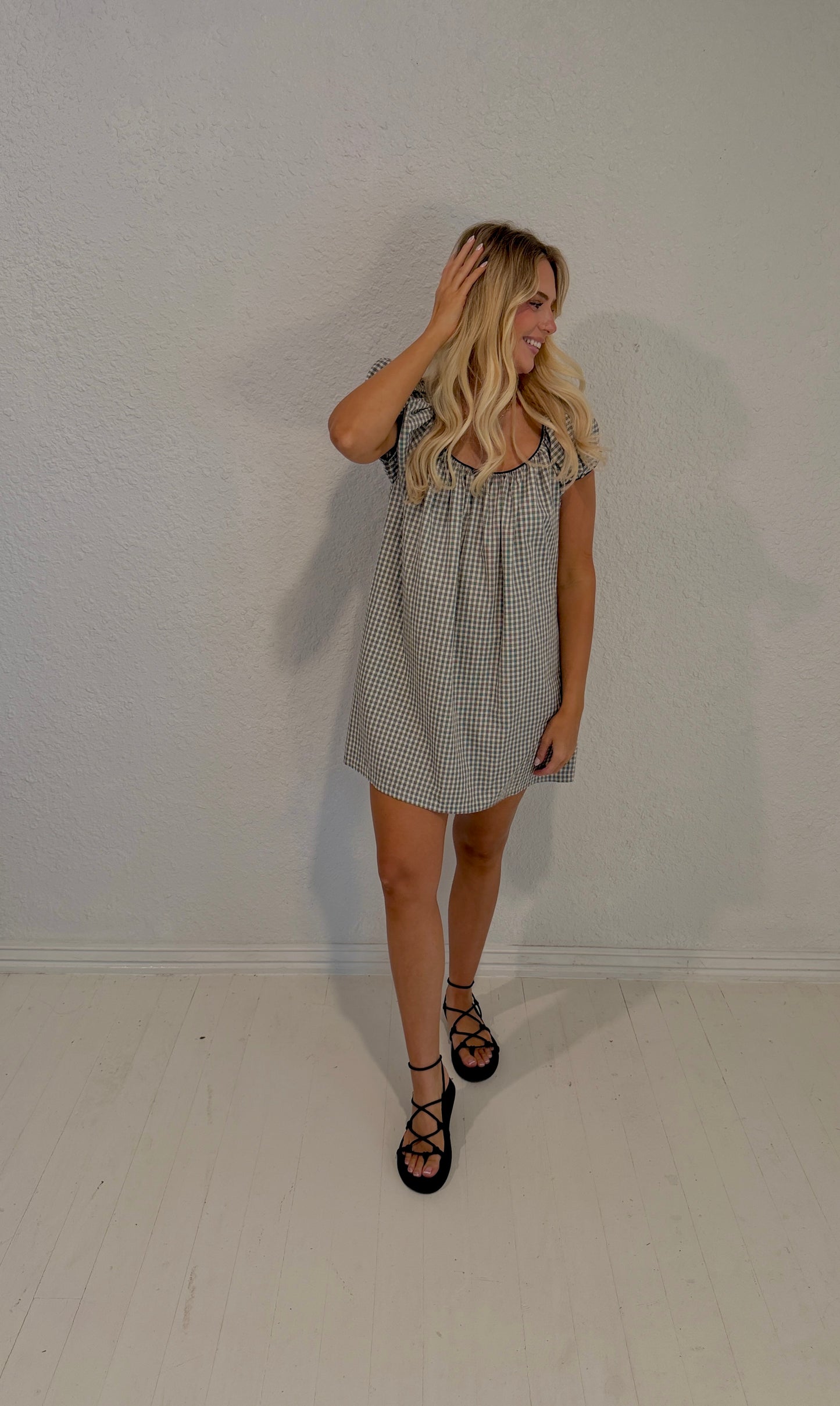 annie gingham babydoll dress