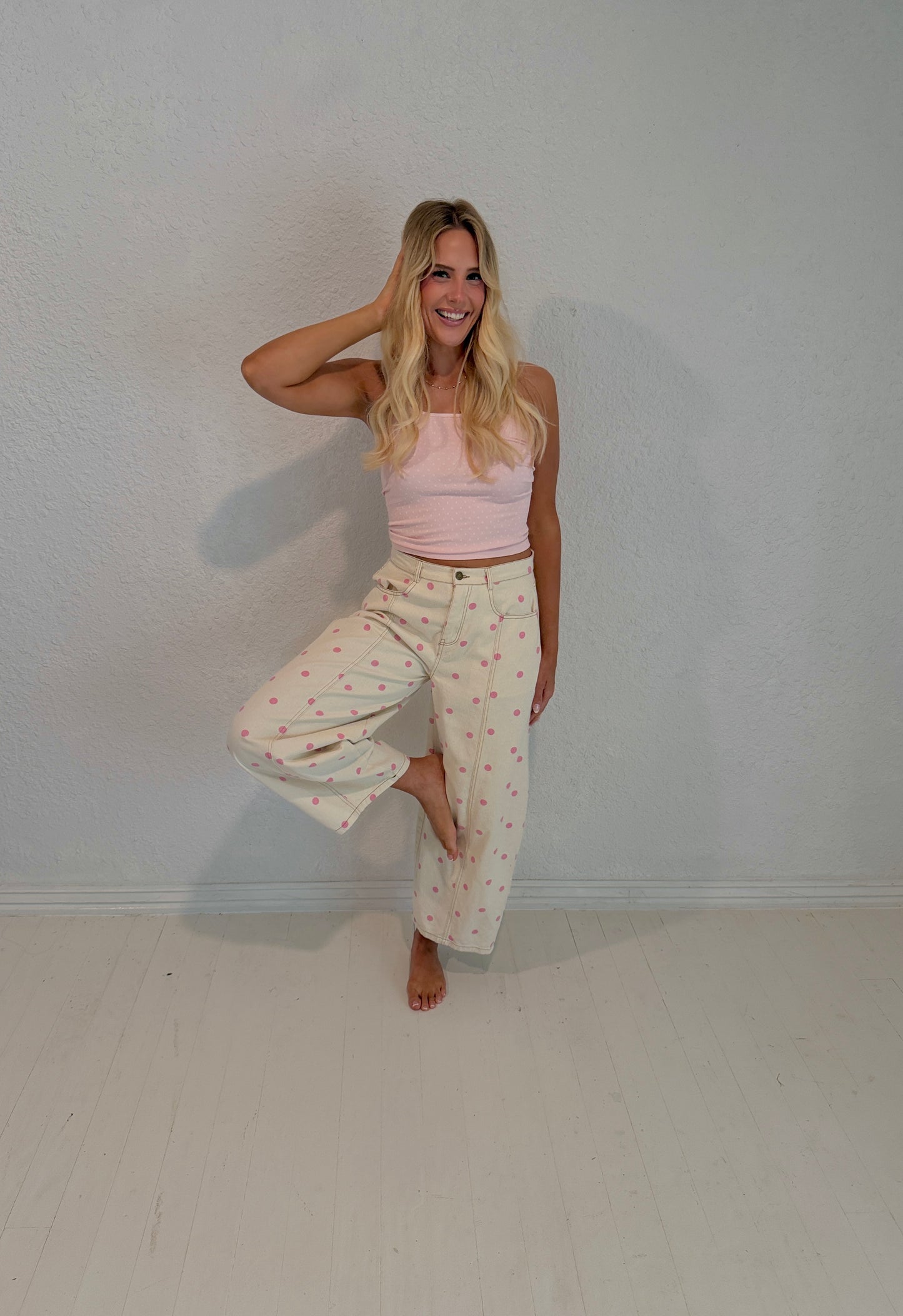 light pink dottie cami tank