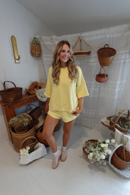 lemon drop yellow matching short set