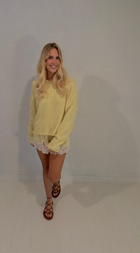 butter yellow cardigan