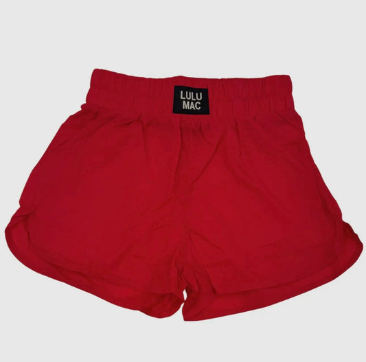 cherry red active shorts