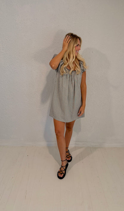 annie gingham babydoll dress