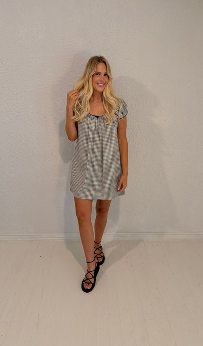 annie gingham babydoll dress