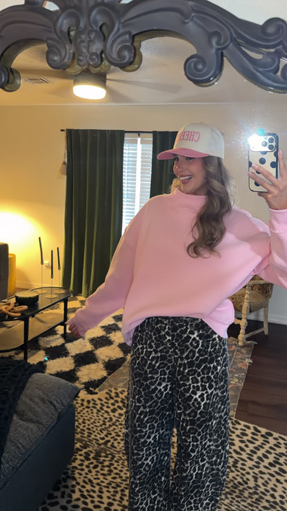 pretty in pink oversized mockneck
