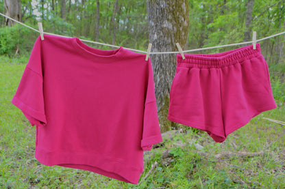 raspberry pink matching short set