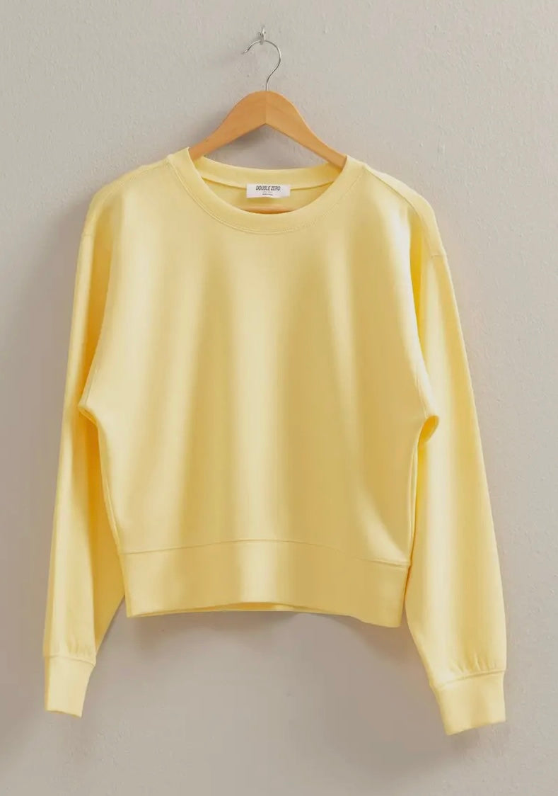 yellow cream long crop sweatshirt