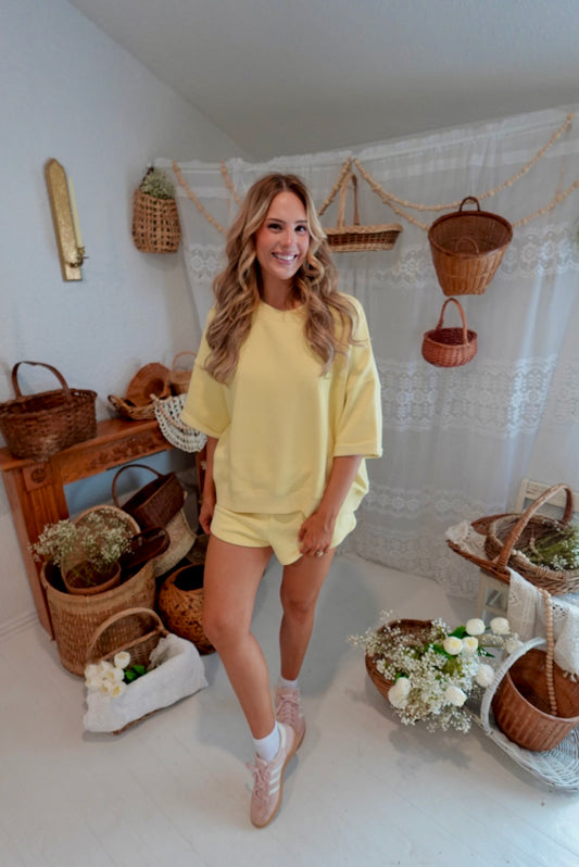 lemon drop yellow matching short set