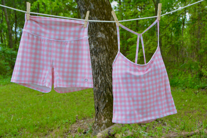 pink picnic biker short