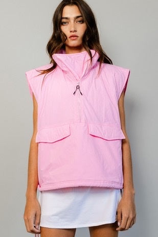 oversized drawstring silhouette puffer vest
