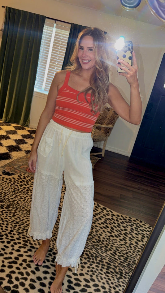 orange cream stripe cami tank