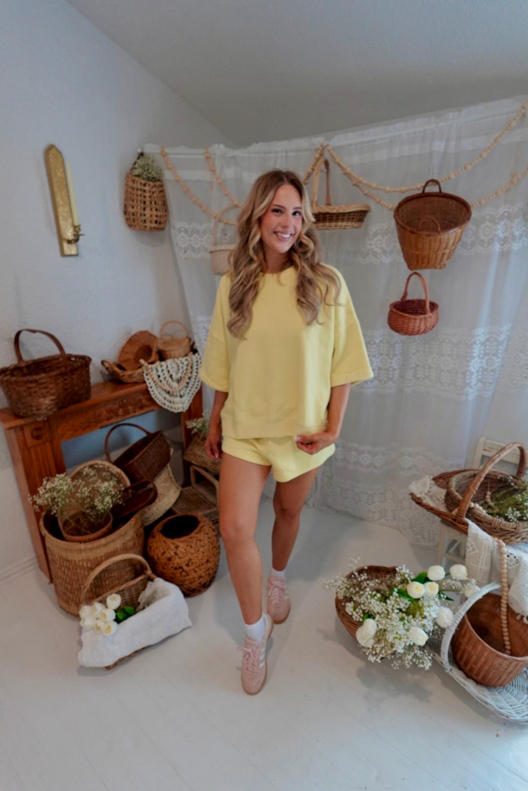 lemon drop yellow matching short set