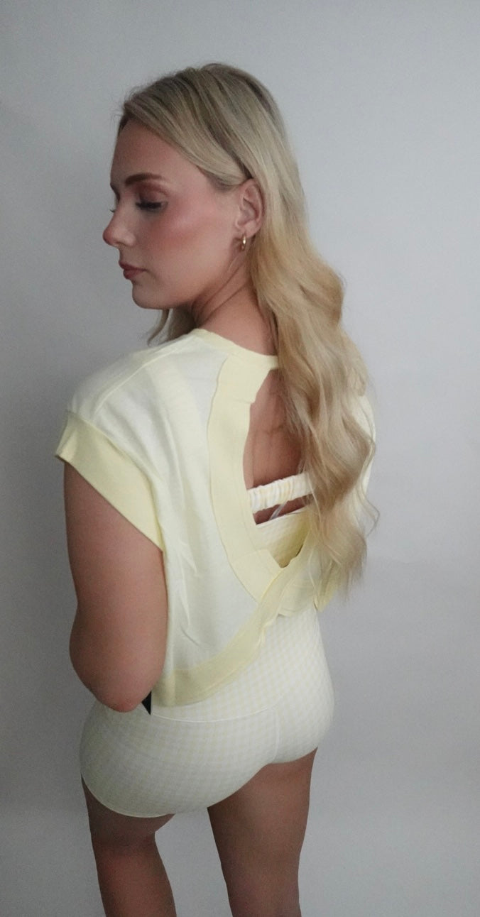 lemon cut out crop tee