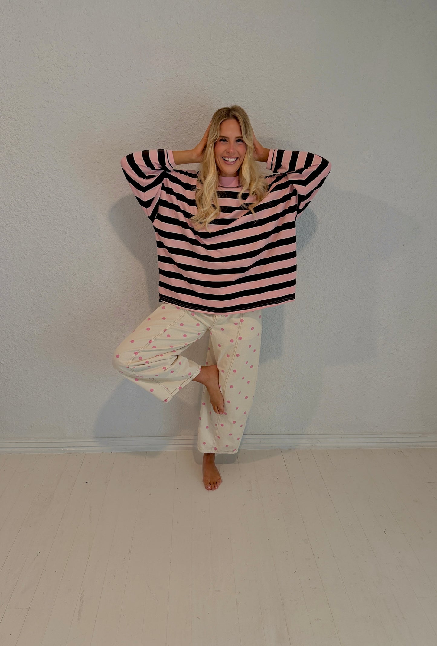 pink dottie barrel jeans