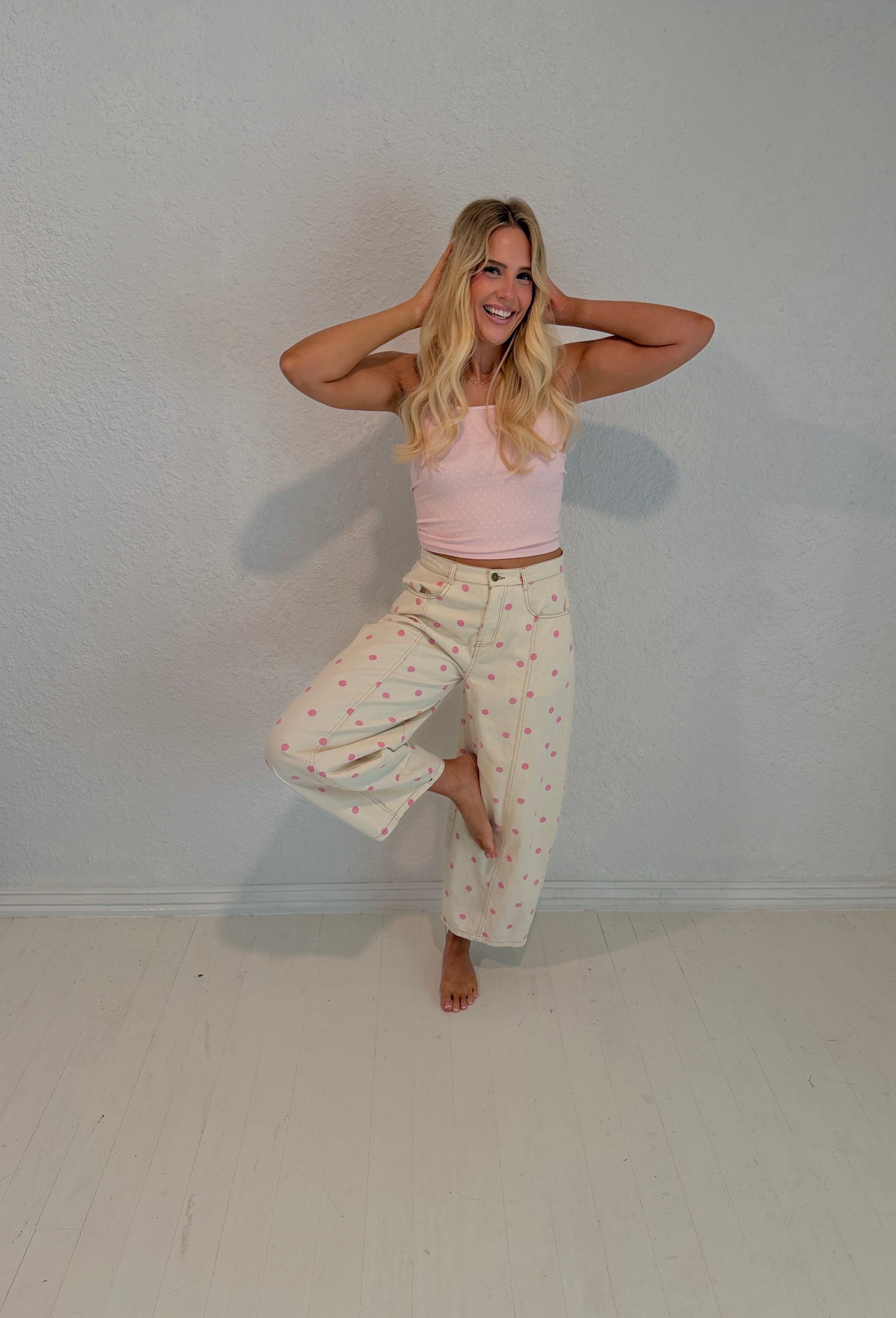 light pink dottie cami tank