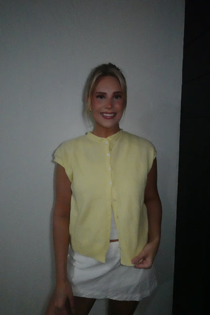 butter yellow tank cardigan