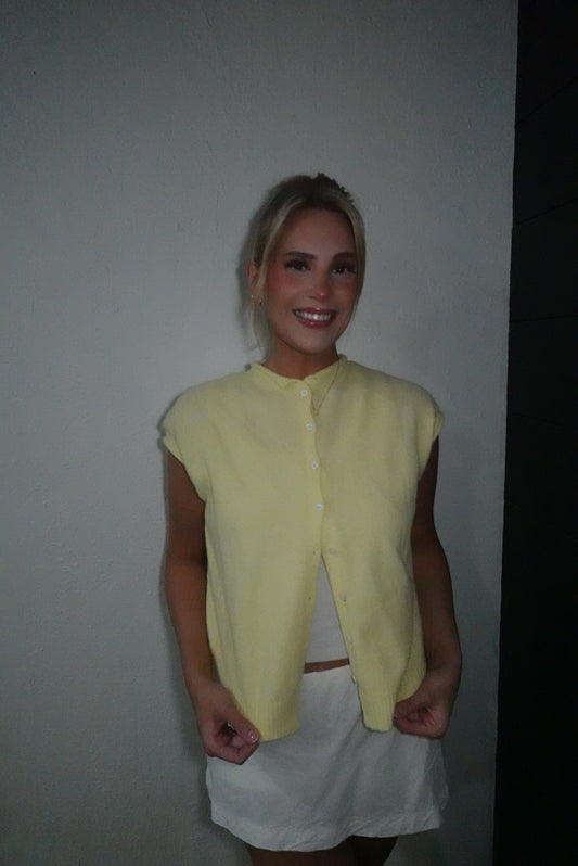 butter yellow tank cardigan