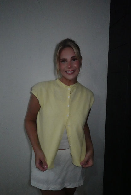 butter yellow tank cardigan