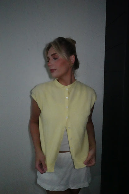 butter yellow tank cardigan