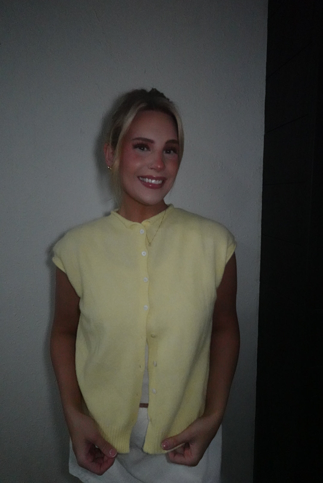 butter yellow tank cardigan