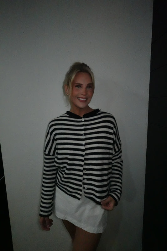 black and white stripe piper cardigan