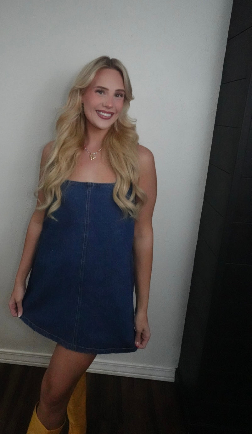 denim mini dress